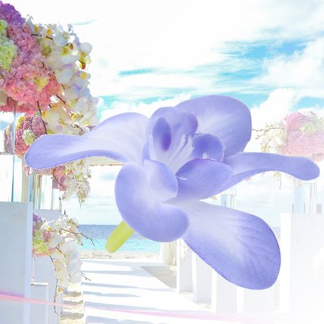 10 künstliche Orchideen-Kunstblumen, simulierte Blumen für Hochzeitskranzdekoration, blau (1/5)