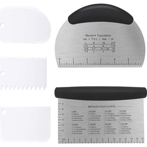 CYRILL – 5 Pièces Grattoir en Acier Inoxydable, Couteau à pâte, Couteau à pain, Couteau à nouilles en plastique, Pour Couper la Pâte, Les Gâteaux, La Pizza (1/5)