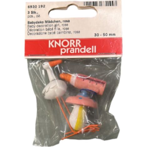 KNORR PRANDELL - DECORAZIONE BEBE' BAMBINA, ROSA 30-50MM 3 PZ