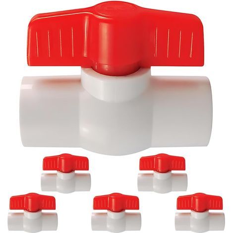 6 Pièces Robinet à bille, G 3/4, PVC, Poignée 90 degrés, Vanne d'arrêt, Pour piscine et jardin (1/5)