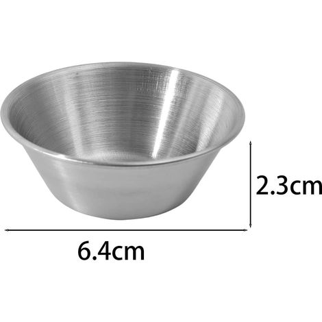 6 Mini Bols Acier Inoxydable 6,4x2,3 Cm Pour Sauce Ketchup Vinaigrette Fête Maison (1/2)