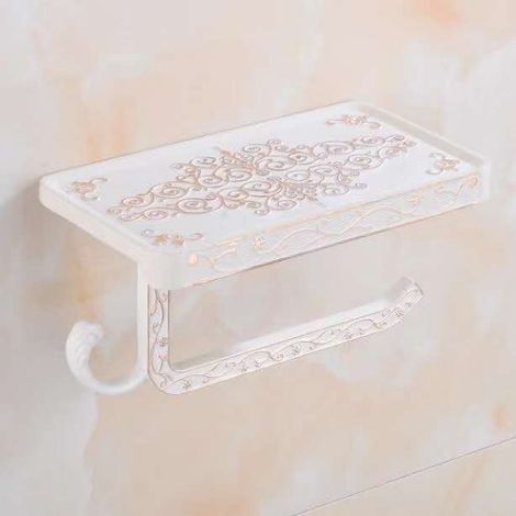 Support de papier toilette mural vintage, support de papier toilette en aluminium, étagère spacieuse