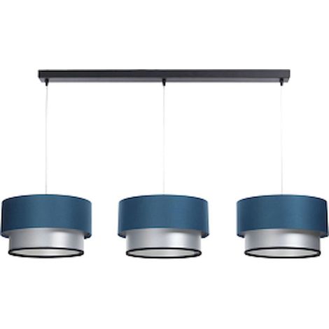 Suspension élégante bleu nuit intérieur argent effet lumineux - Bleu marine satiné et argent mat (1/5)