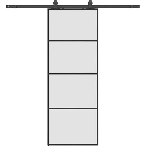 Maison Exclusive - Porta Scorrevole con Ferramenta Nera 76x205 cm in Vetro ESG