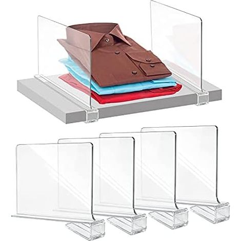 Séparateur D'étagères - Cloison Acrylique Transparente 28 x 3,5 x 20,5 cm - Sans Perçage - Pour Armoire Cuisine Livre Bureau - 2 Pièces (1/5)
