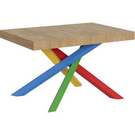 Tavolo allungabile 130/390x90 cm Volantis quercia natura gambe multicolore 4/B (1/5)
