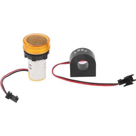 Indicatore luminoso AD101-22VAM: doppio display di tensione e corrente (AC 50-500 V, 0-100 A, giallo) (1/5)