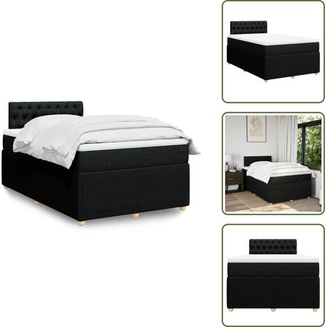 vidaXL Sommier à lattes de lit avec matelas noir 120x190 cm tissu