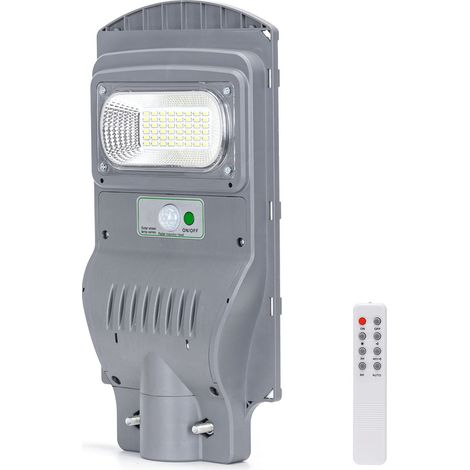 Lampione stradale Led 50W Grigio con pannello solare IP65 Bianco freddo 6500K con sensore crepuscolare e di movimento Aigostar (1/5)