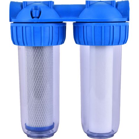 Double porte filtre transparent 10 pouces desineo avec fixation murale incluse, - Taille standard 10" - Raccordement F20/27 (F3/4")