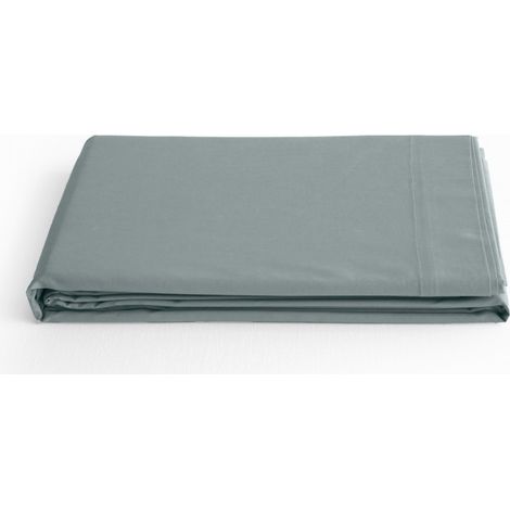 Drap plat percale pur coton peigné longues fibres 80 fils/cm² Vent du sud - Lichen - 270 x 300 cm pour lit King size - Lichen -