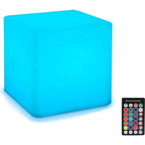 Ortviai Lampe LED cubique rechargeable USB avec télécommande – 15 cm, dégradé de couleurs et 4 niveaux de luminosité