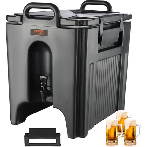 VEVOR Dispensador de Bebidas Aislado Dispensador de Agua Fría y Caliente No Electrico 37,6 L Almacenamiento de Alimentos de Acero Inoxidable Contenedor Aislado con Grifo Portátil para Camping Catering