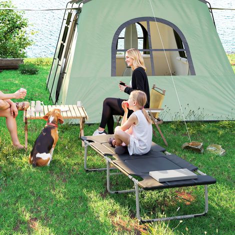 Lit camping pliable lit camp pour adultes portable avec oreiller amovible rembourrage mousse 183 x 66 x 33 cm noir
