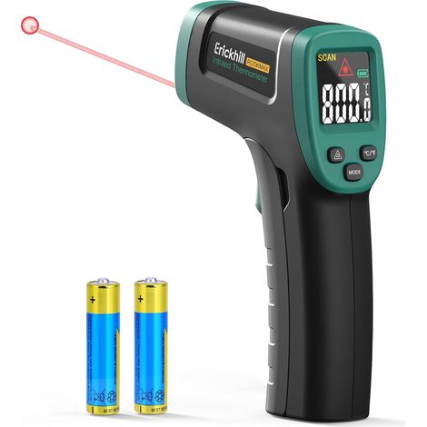 Thermomètre Infrarouge Laser -50°C à 800°C, Thermomètre Cuisine Sans Contact avec Émissivité Réglable, Écran LCD Rétroéclairé pour BBQ, Four, Pizza, Industrie (1/5)