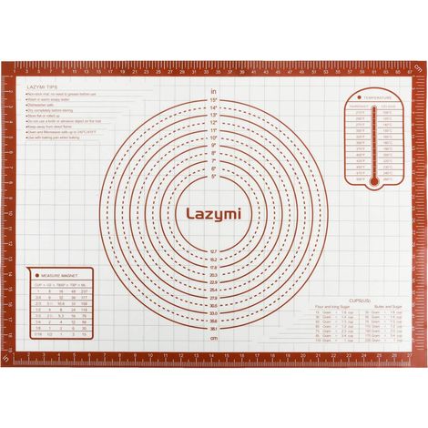 Tapis Silicone Patisserie: 71 x 51 cm Tapis de Cuisson pour Four - Feuille de Cuisson Patisserie avec Mesures - Antihafte Plaque Silicone Patisserie pour Pizza/Biscuit/Pâte (Rouge) (1/4)