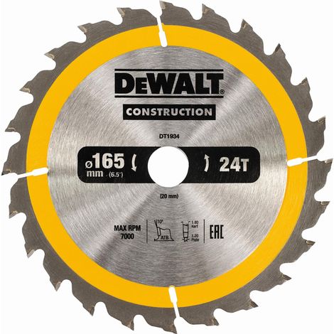 Lama per sega per taglio legno, 165 mm, modello DeWalt DT1934