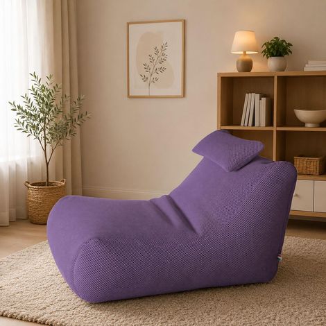 Pouf Fauteuil Polyvalent Chaise Sac Repose-Pieds 70x120 h65 cm Violet (1/5)