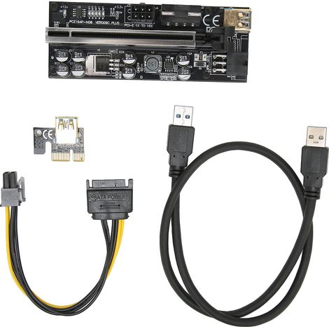 Câble d’extension PCI-E 1x vers 16x, 8 condensateurs, fil blindé multicouche, connexion stable, adaptateur pour carte graphique (1/5)