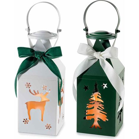 Lanterne traforate con renna e albero 2 pezzi 25 cm (1/5)