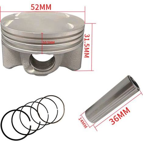 52-mm-Kolben für Yamaha NMAX155 / NMAX125 – Kolbensatz kompatibel mit 155-cm³-/125-cm³-Rollermotoren (1/4)