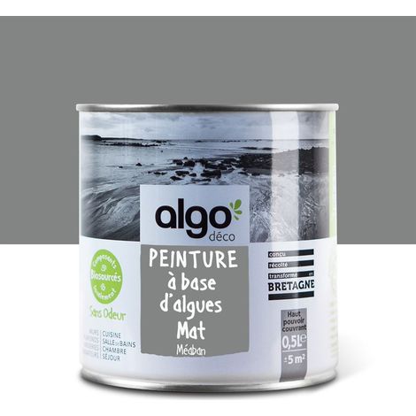 Peinture écologique Algo - Mat - Gris Méaban - 0.5L (1/5)