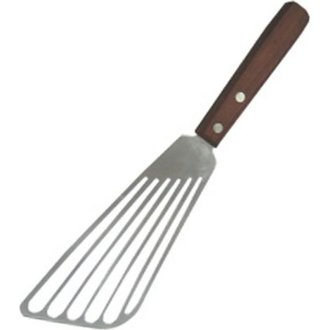 Spatola con manico in legno massello, acciaio inossidabile, per pesce, anguilla, scolare l'olio, friggere, teppanyaki, riso, barbecue, pasticceria