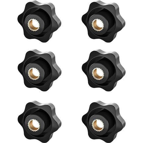 Bouton de Serrage M10, Ecrou Étoile, Bouton de Serrage à Filetage Moleté, Écrou De Serrage M10, Étoile Tête Écrous De Serrage Bouton, Pour les Mécaniques, L'industrie, Mobilier, Équipements, 6 Pack (1/5)
