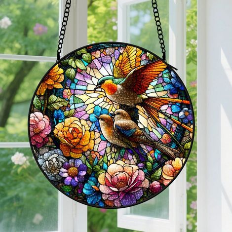 9cm Suspension en Vitrail, Attrape-Soleil Unique Coloré Élégant pour Fenêtre Porte, Cadeau Anniversaire, Noël pour Homme, Femme (1/5)