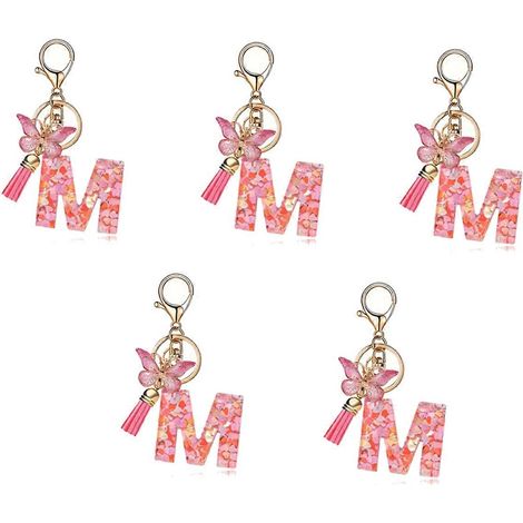 Porte-clés en forme de lettre M, joli porte-clés avec initiale, pendentif pour sac à main. (1/5)