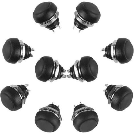10pcs 12mm Momentary Waterproof Push Button Mini Push Button Switch ANKG-01 (Black) REUSABLE (1/4)