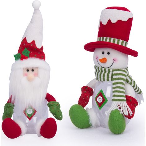 Pot à bonbons de noël, boîtes de rangement de bonbons en plastique bonhomme de neige pour biscuits, fournitures de fête de noël, 2 paquets YMYNY (1/5)
