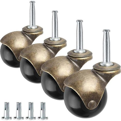 Roulettes à billes de 2 pouces avec bases, roulettes pivotantes rétro, compatibles avec les meubles, canapés, chaises en bois, armoires, paquet de 4. (1/5)
