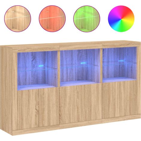 Maison Exclusive - Credenza con Luci LED Rovere Sonoma 181,5x37x100 cm