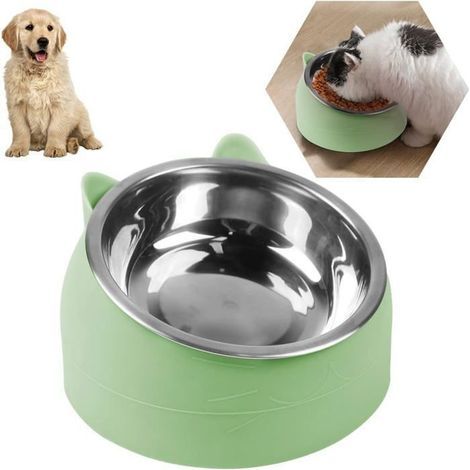 Inclined Cat Bowl, Stainless Steel Cat Bowl, Pet Bowl Set, 15° Angled Elevated Stand, 200ml Removable Bowl (1/5)