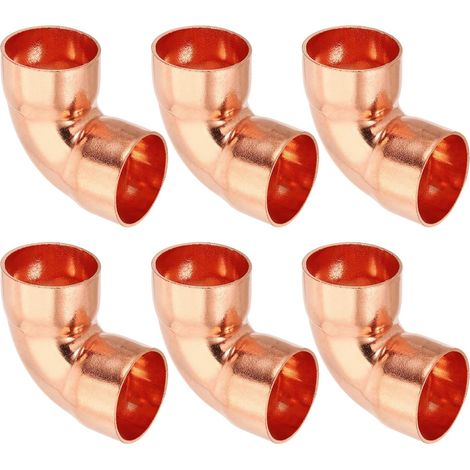 6pcs Raccord Coudé en Cuivre pour Tuyaux Gaz, 12.7mm Tuyau d'Arrosage Durite Essence, Raccords Tuyauterie à Pression HVAC Climatisation Plomberie, Épaisseur 1mm - 1" (1/5)