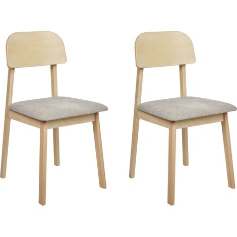 Conjunto de 2 sillas de comedor asiento de tela estructura de madera clara gris pardo Scandia