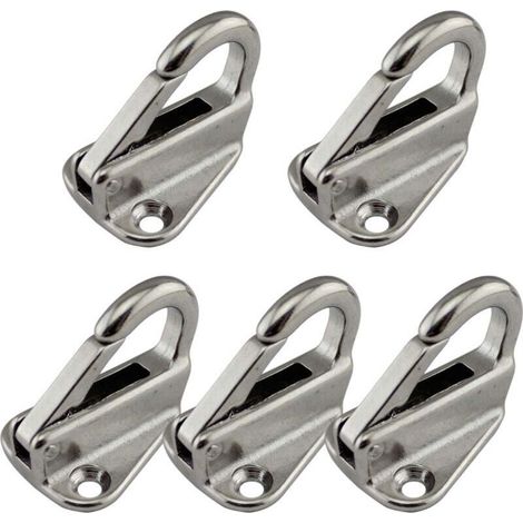 Lot de 5 mousquetons en inox sur platine – Charge maximale 150kg – Diamètre oeillet 10mm – Pour chantiers humides et espaces confinés (1/5)