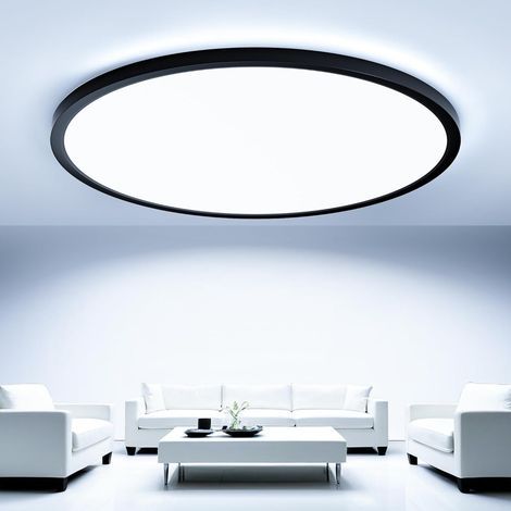 52-W-LED-Deckenleuchte, 5200 lm, moderne runde Innenleuchte, IP44 wasserdicht, Badezimmerleuchte, ultradünne schwarze Deckenleuchte für Wohnzimmer, Schlafzimmer, Küche, Büro, Kaltweiß (6500 K), Ø 50 c (1/5)
