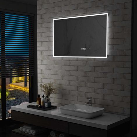 Vidaxl – Miroir lumineux de salle de bain 100x60 cm – LED avec capteur tactile – Affichage de l'heure – Protection IP44 (1/5)