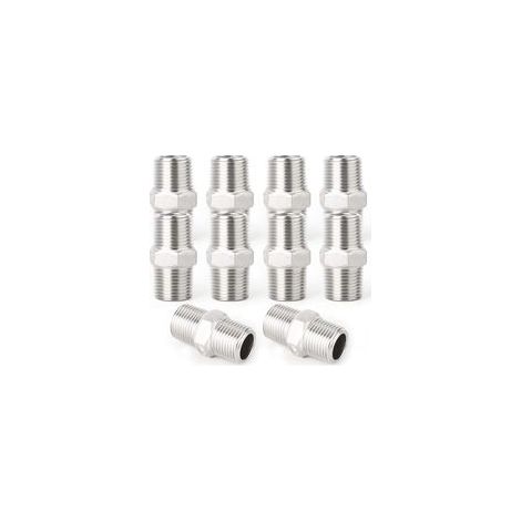10 pièces raccords de tuyauterie à embout hexagonal en acier inoxydable 304, filetage BSP mâle 1/4" à mâle 1/4", raccord adaptateur droit (1/5)