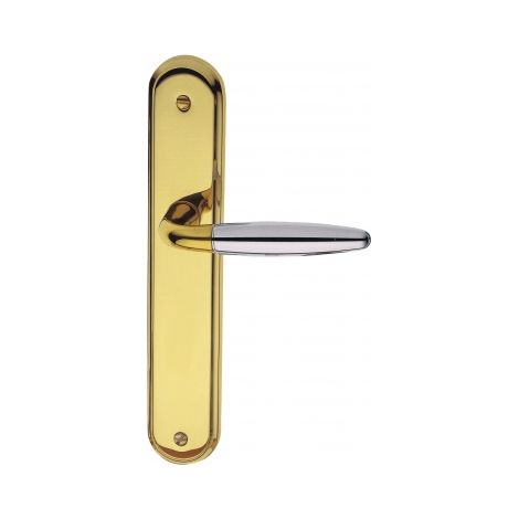 Ouvre&Déco – 2 poignées de porte ROBIN sans trou,laiton poli chromé entraxe 195 mm