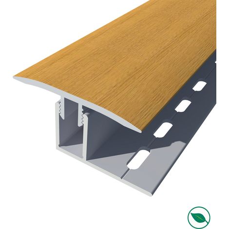 Barre de seuil joint dilatation + base alu replaqué chêne brut Lg 135cm x larg 3,5cm ht 1cm (1/2)