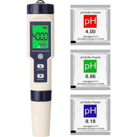 Appareil de mesure multiparamètres professionnel 5 en 1 : pH/EC/TDS/Salinité/Thermomètre numérique (1/5)