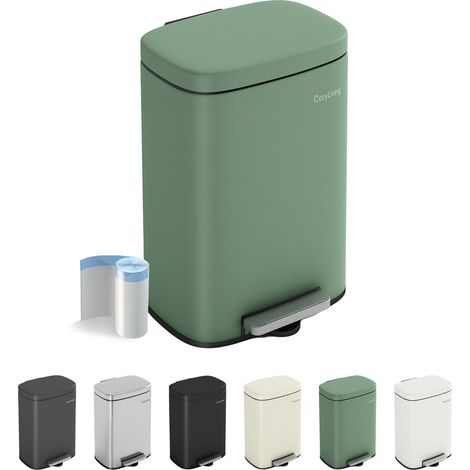 Pedal Kitchen Bin with Soft Close Lid, Step-On Trash Can with Inner Bucket 5L GREEN