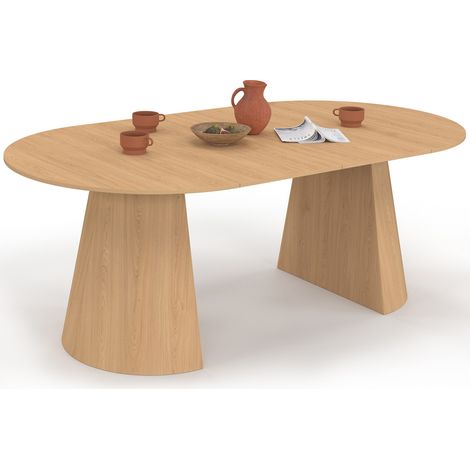 ANGELE tavolo da pranzo rotondo allungabile per 4-10 persone effetto legno faggio 110-200 cm (1/5)