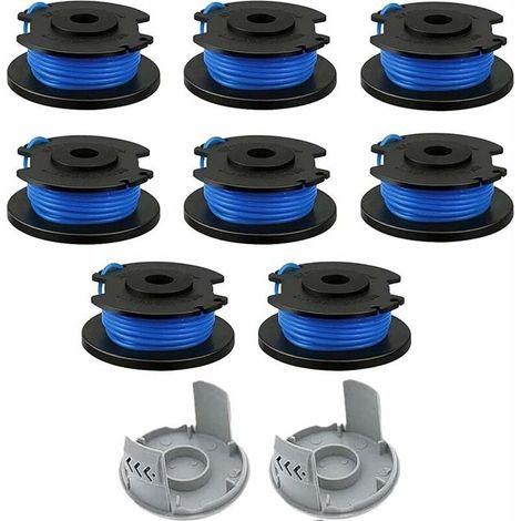 10-teiliges Ersatzspulen-Set für Freischneider, Trimmerfadenspule, kompatibel mit Ryobi One+ AC14RL3A-18V 24V 40V, Akku-Trimmerfaden 3,35 m, 8 Spulen + 2 Trimmerkappen (1/4)