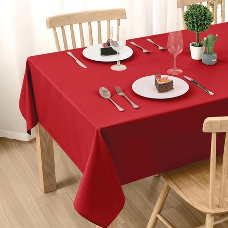 Tischdecke Rot 140x260cm Wetterfest Abwaschbar Fleckschutz Polyester Rechteckig