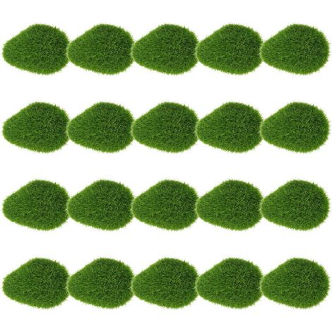 Kleine künstliche Mooskugeln, grüne Mooskugeln, Kunststeinstücke, Dekosteine, 20 Stück (1/4)