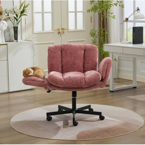 silla escritorio giratoria regulable chenilla rosa OKMYHOME (1/5)